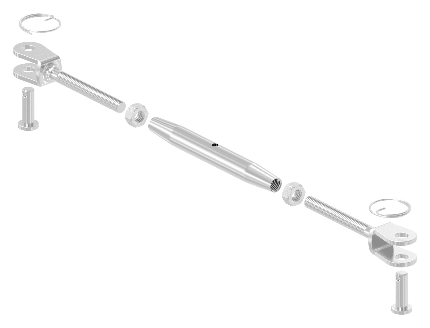 Wantenspanner Gabel/Gabel mit Gewinde M6, V4A