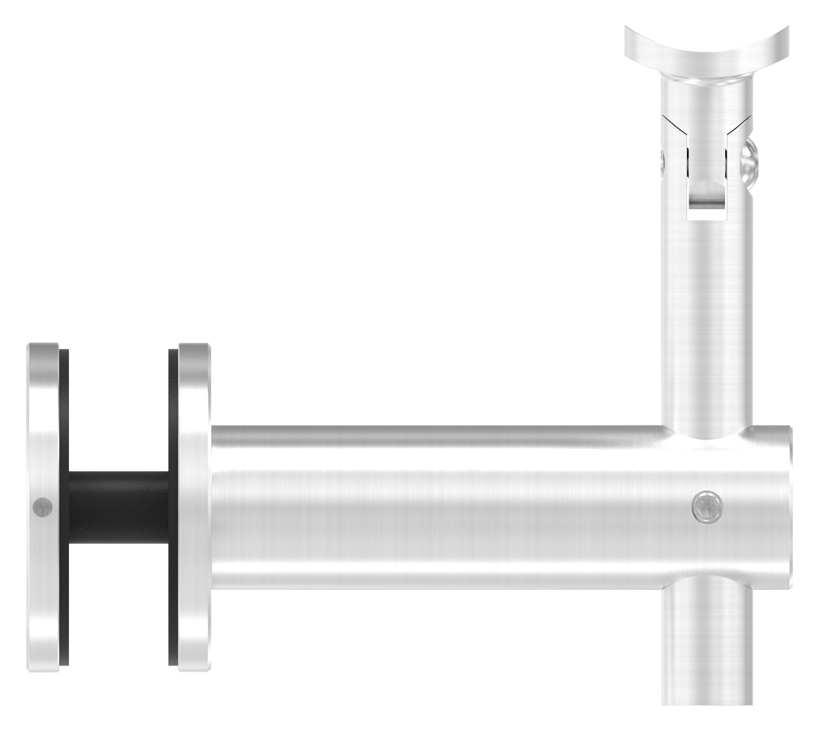 Handlaufhalter f. Glas, Gelenk, Handlaufanschlussplatte 42,4mm, V2A Handlaufhalter f. Glas, Gelenk, Handlaufanschlussplatte 42,4mm, V2A