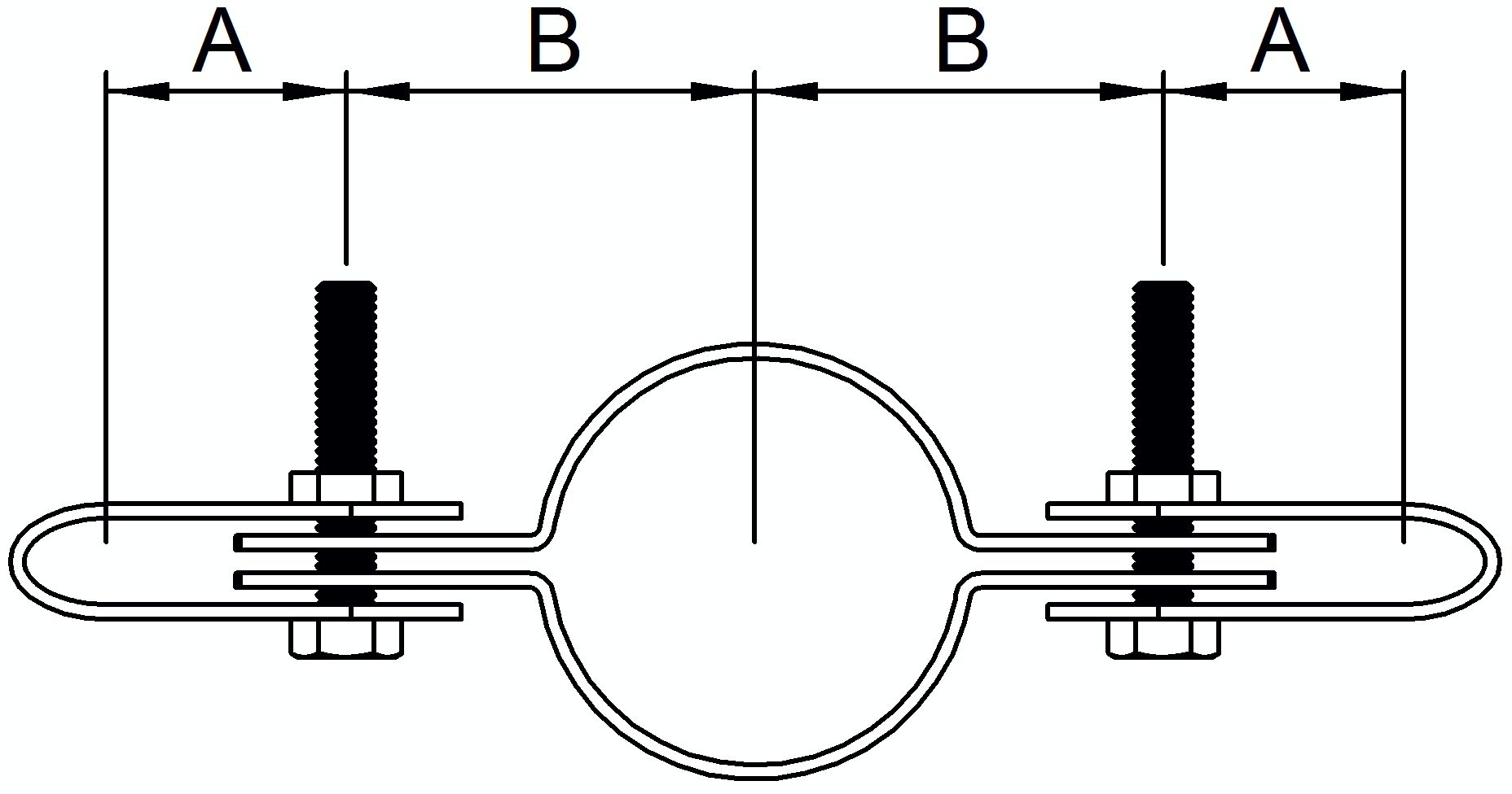 Halter beidseitig, für Rohr Ø 48,3mm