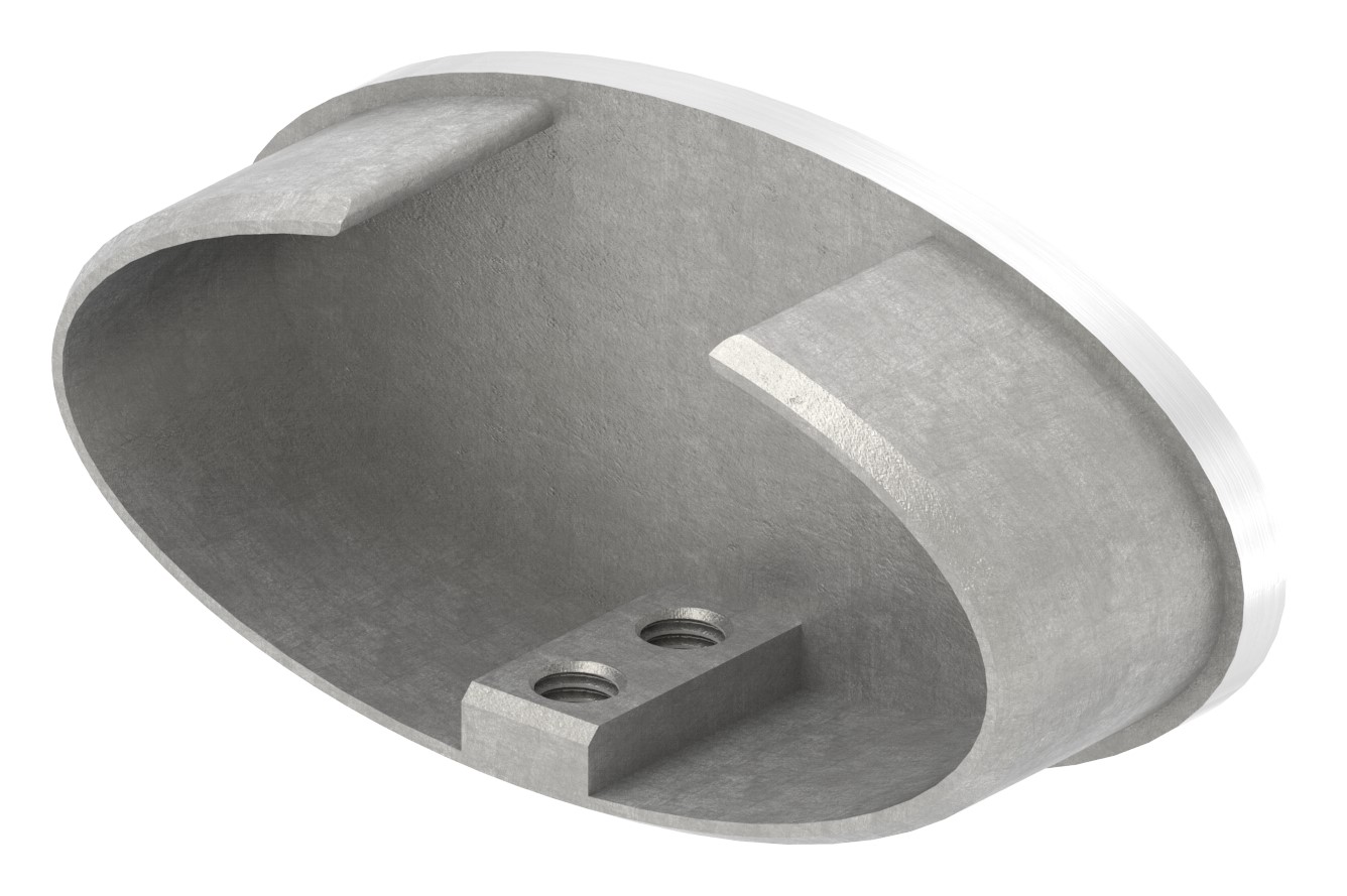 Endkappe, flach, für Oval-Nutrohr, V2A Endkappe, flach, für Oval-Nutrohr, V2A