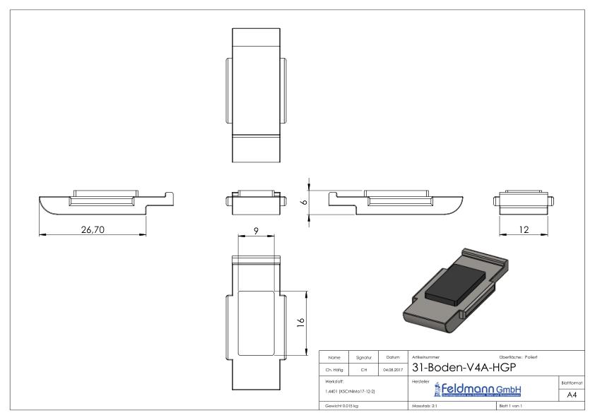 Sicherungsplatte für Mod. 31 , V4A Sicherungsplatte für Mod. 31 , V4A