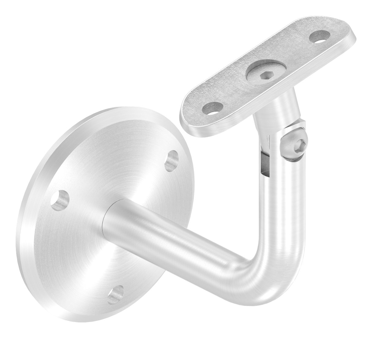 Handlaufhalter mit Gelenk, Handlaufanschlussplatte Rohr 42,4mm (Ronde und Bügel verschraubt), V2A