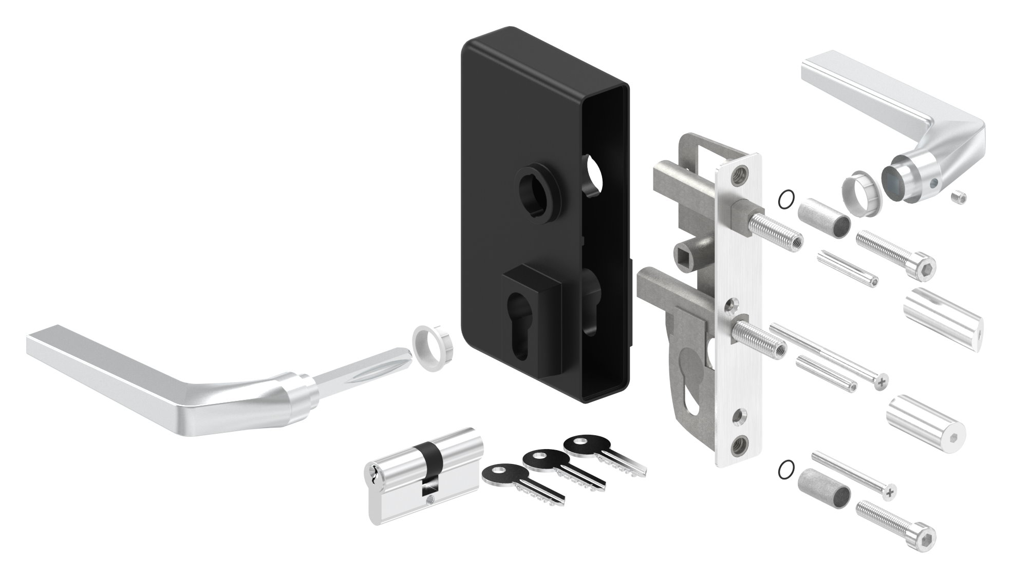 Gittertorschloss GTS 2 für Rohrstärke 40-60mm, Gehäuse RAL 9005 schwarz