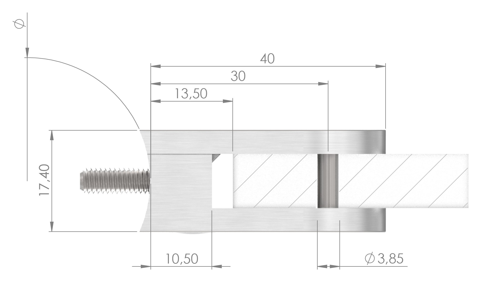 Glasklemme Mod. 16, Anschluss: 42,4mm, Messing Glasklemme Mod. 16, Anschluss: 42,4mm, Messing
