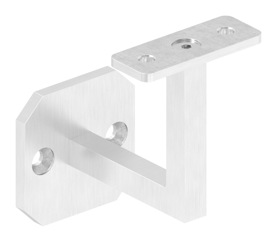 Handlaufhalter eckig mit gerader Handlaufanschlussplatte (Ronde und Bügel verschweißt), V4A