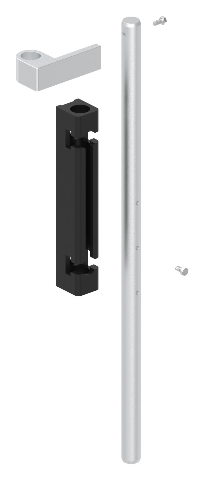 Bodenriegel mit Länge 490mm, zum Anschrauben, RAL 9005 schwarz