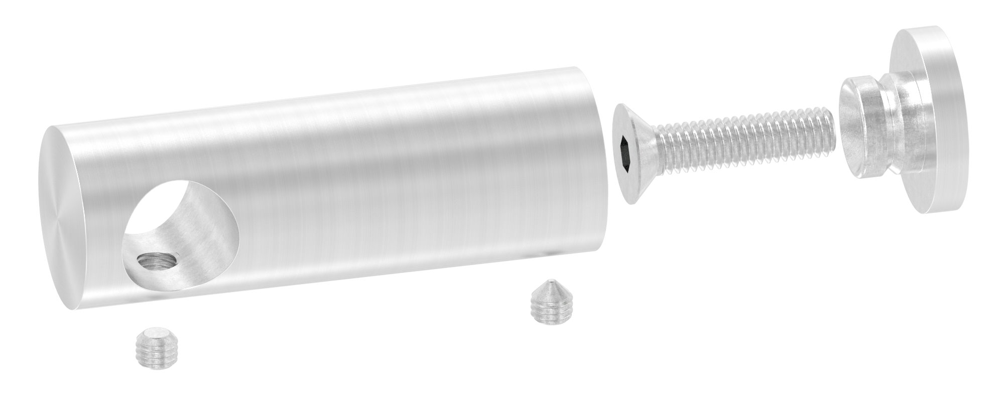 Querstabhalter verlängert, mit Durchgangsbohrung für geraden Anschluss, 14,2mm Bohrung, V2A Querstabhalter verlängert, mit Durchgangsbohrung für geraden Anschluss, 14,2mm Bohrung, V2A