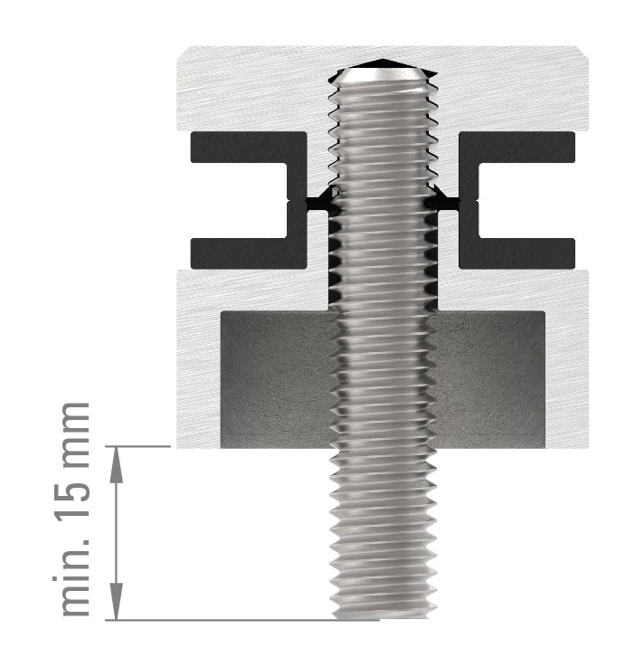 Glaspunkthalter 30mm, Anschluss: flach, V2A