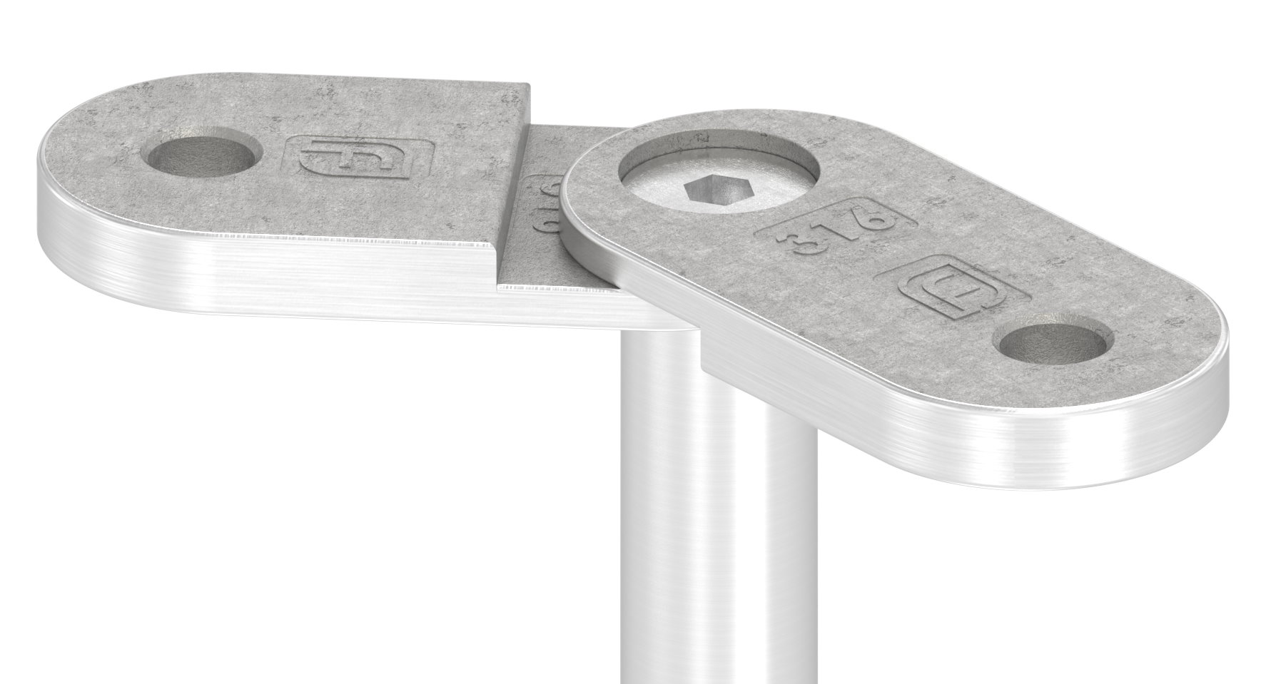 Handlaufanschlussplatte verstellbar, flach, V4A