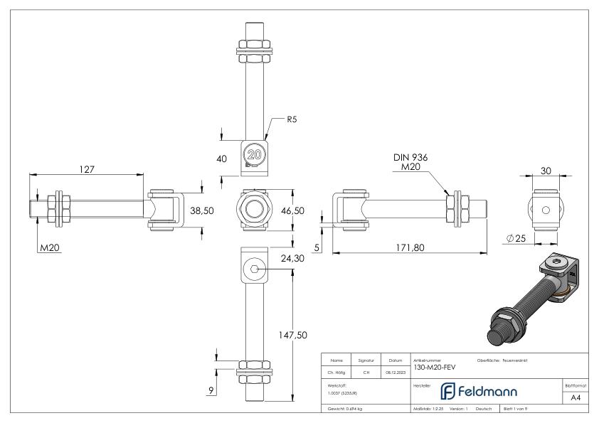 Torband M20, feuerverzinkt Torband M20, feuerverzinkt