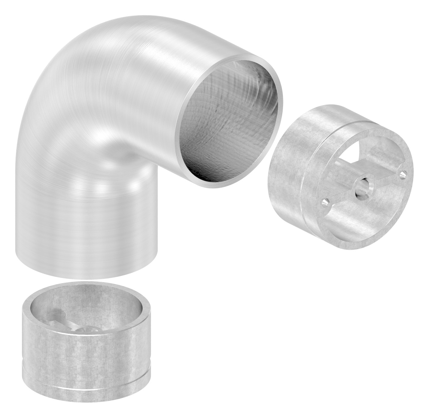 Rohrbogen 90° für 42,4mm Holzhandlauf, V2A