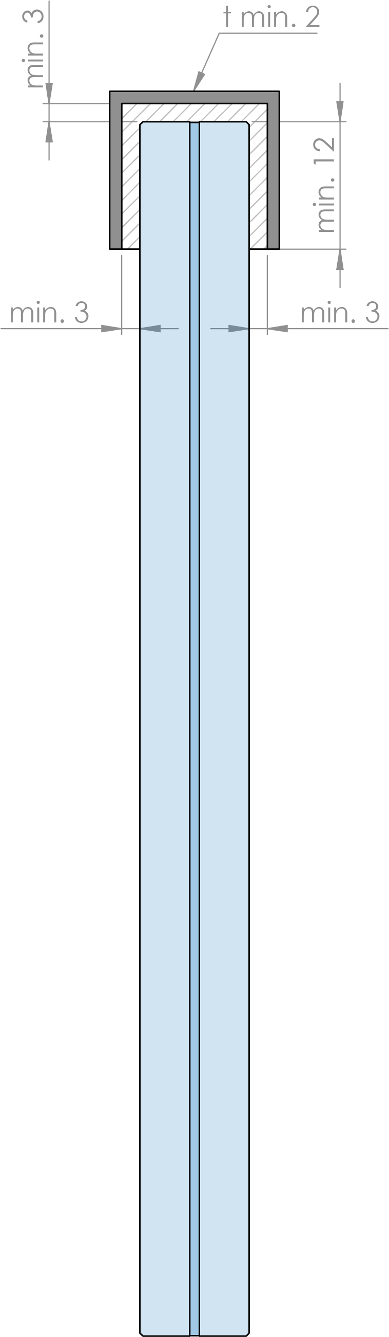 Edelstahl-U-Profil, 28x26x2mm, L: 3000mm, V2A