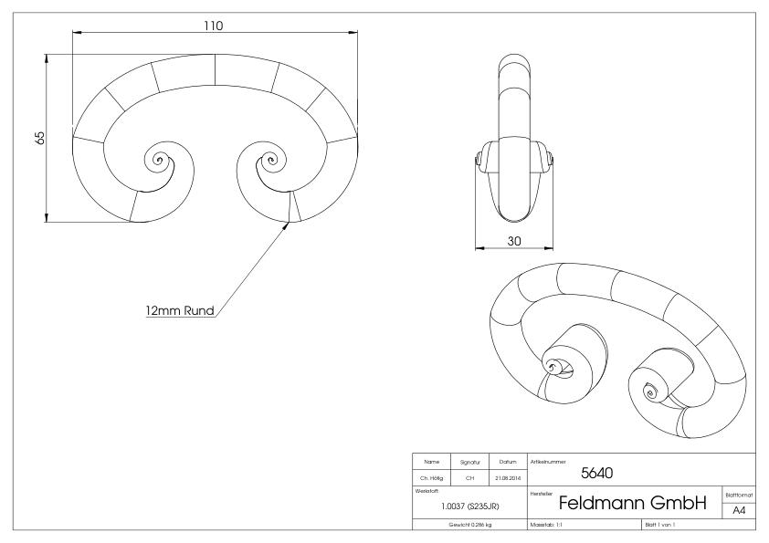 C-Schnecke 12mm, 60x110mm