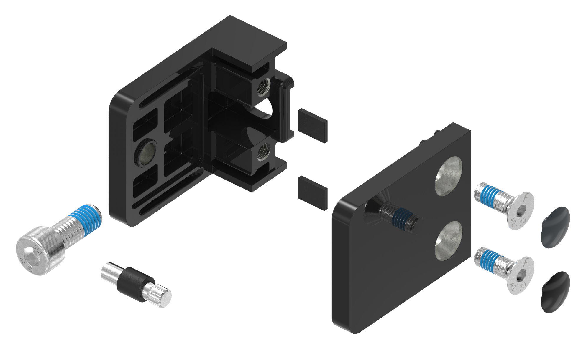 Glasklemme Mod. 36, Anschluss: gerade, Zink roh pulverbeschichtet RAL 9005 schwarz glänzend