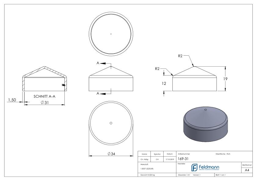 Abdeckkappen Rund Ø 31mm