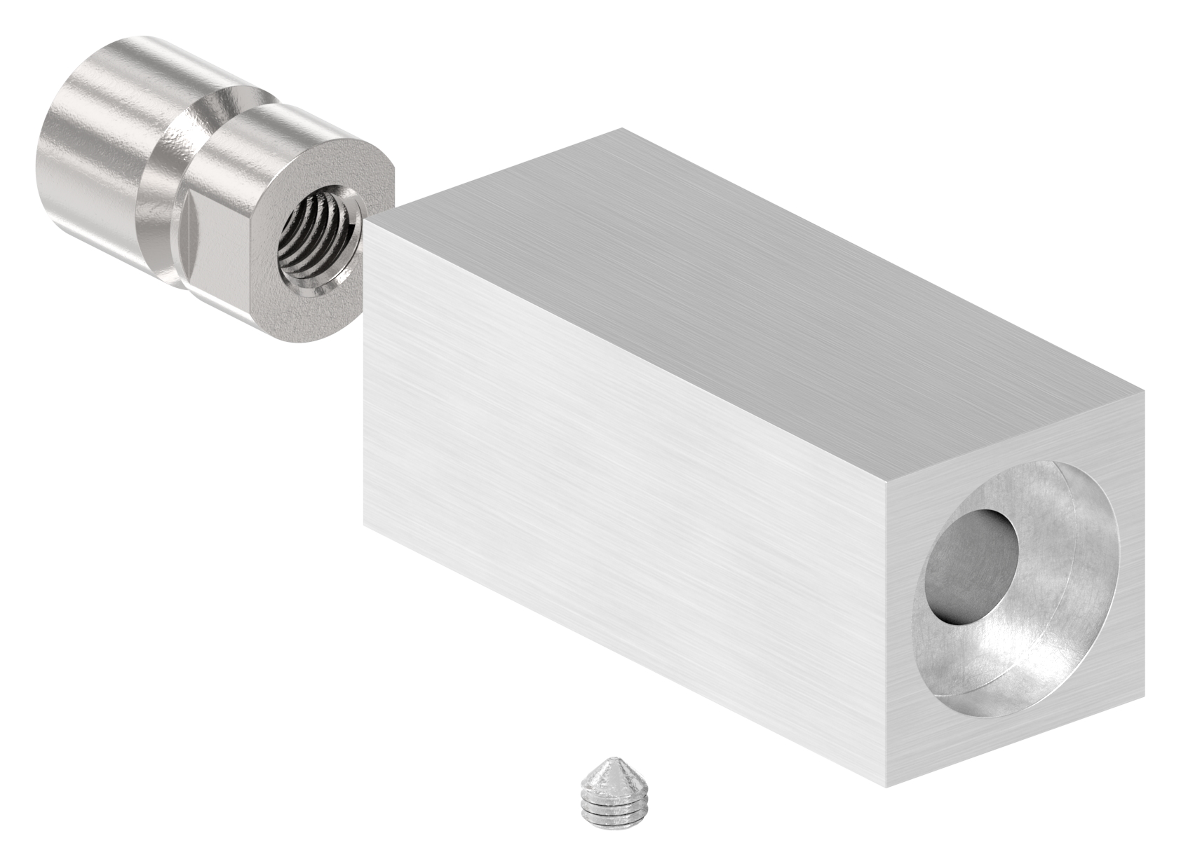 Rohrabstandshalter eckig 25x25mm - für gerade Flächen, V2A