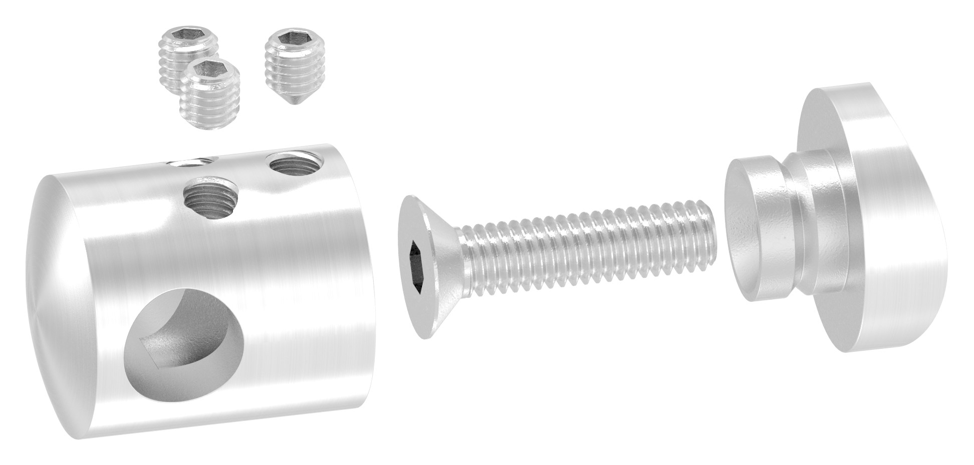Querstabhalter zum Stoßen von 2 Rundeisen, 10,2mm Bohrung, V2A Querstabhalter zum Stoßen von 2 Rundeisen, 10,2mm Bohrung, V2A