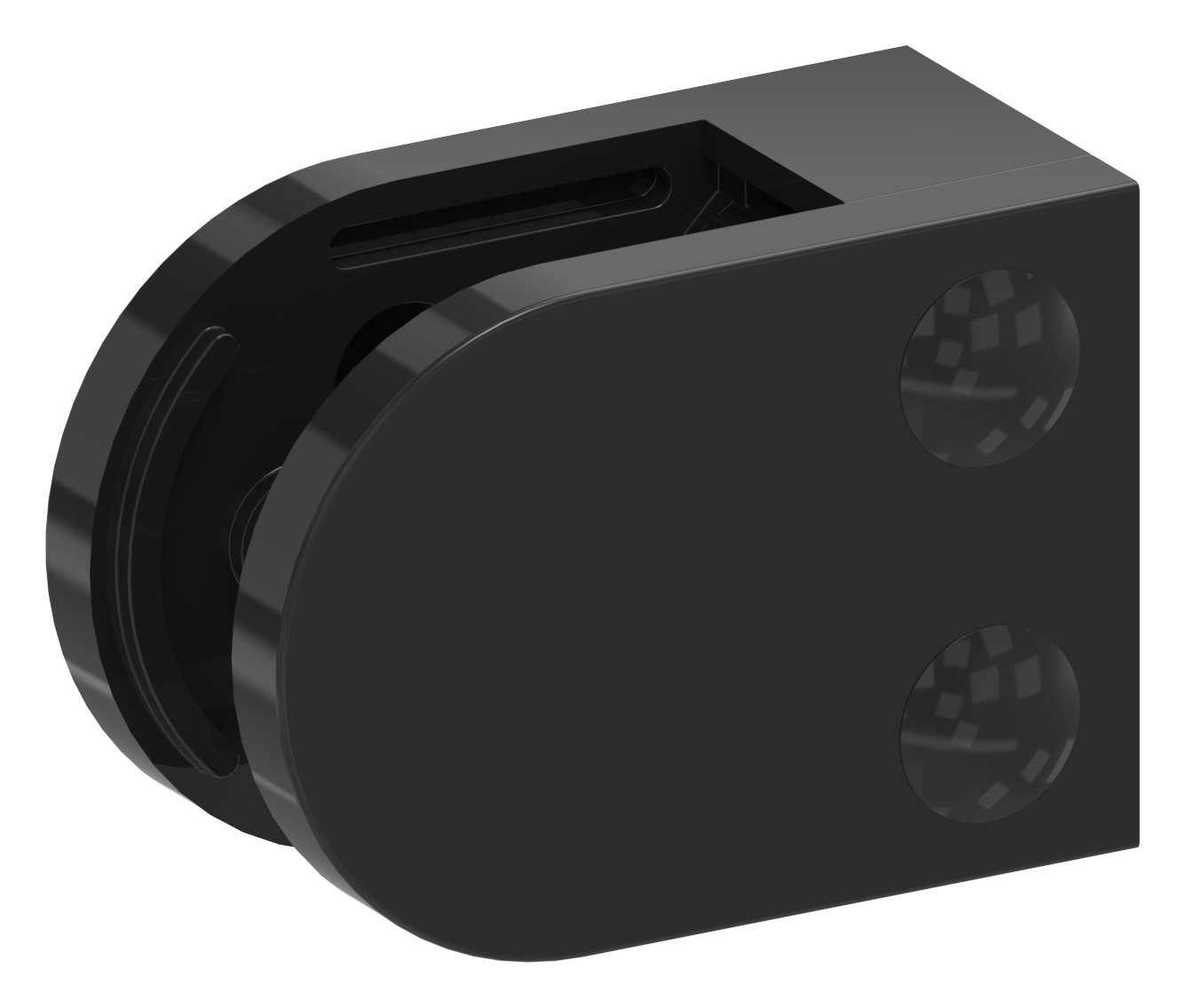 Glasklemme Mod. 38, Anschluss: gerade, Zink roh pulverbeschichtet RAL 9005 matt