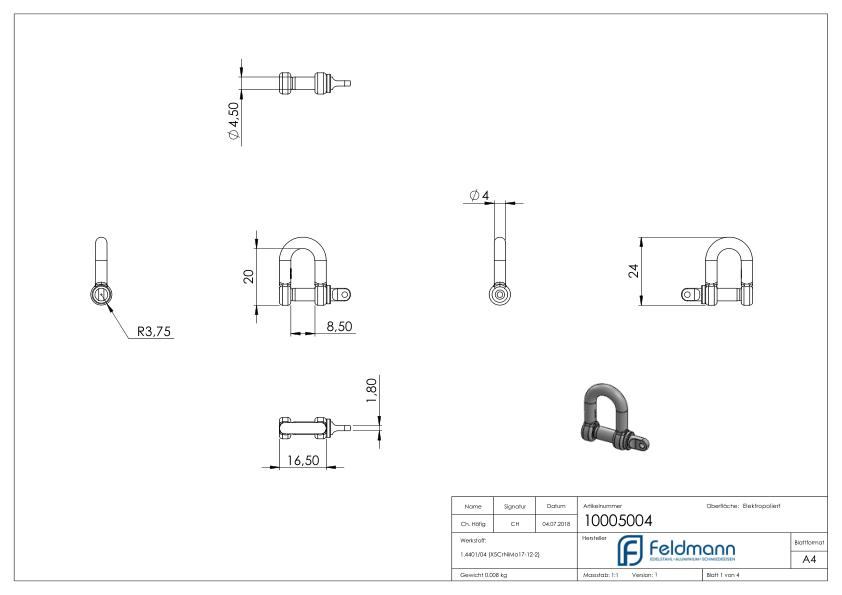 Schäkel, M4, V4A Schäkel, M4, V4A