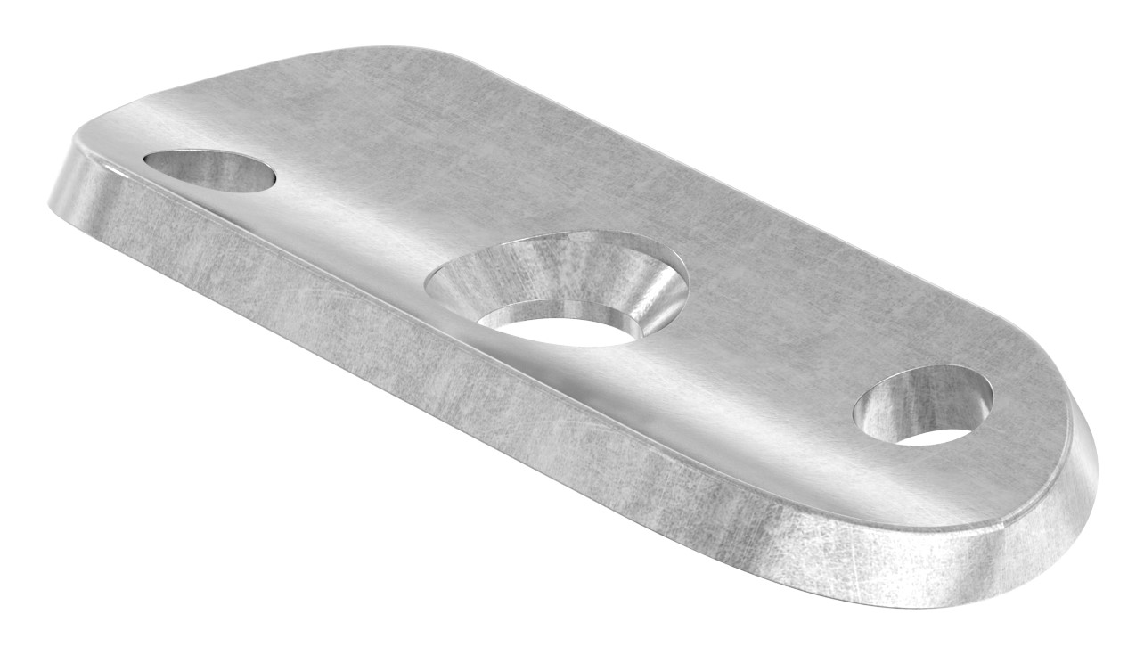 Handlaufanschlussplatte S235JR, Rohranschluss Ø 42,4mm, Bohrungen versetzt Handlaufanschlussplatte S235JR, Rohranschluss Ø 42,4mm, Bohrungen versetzt