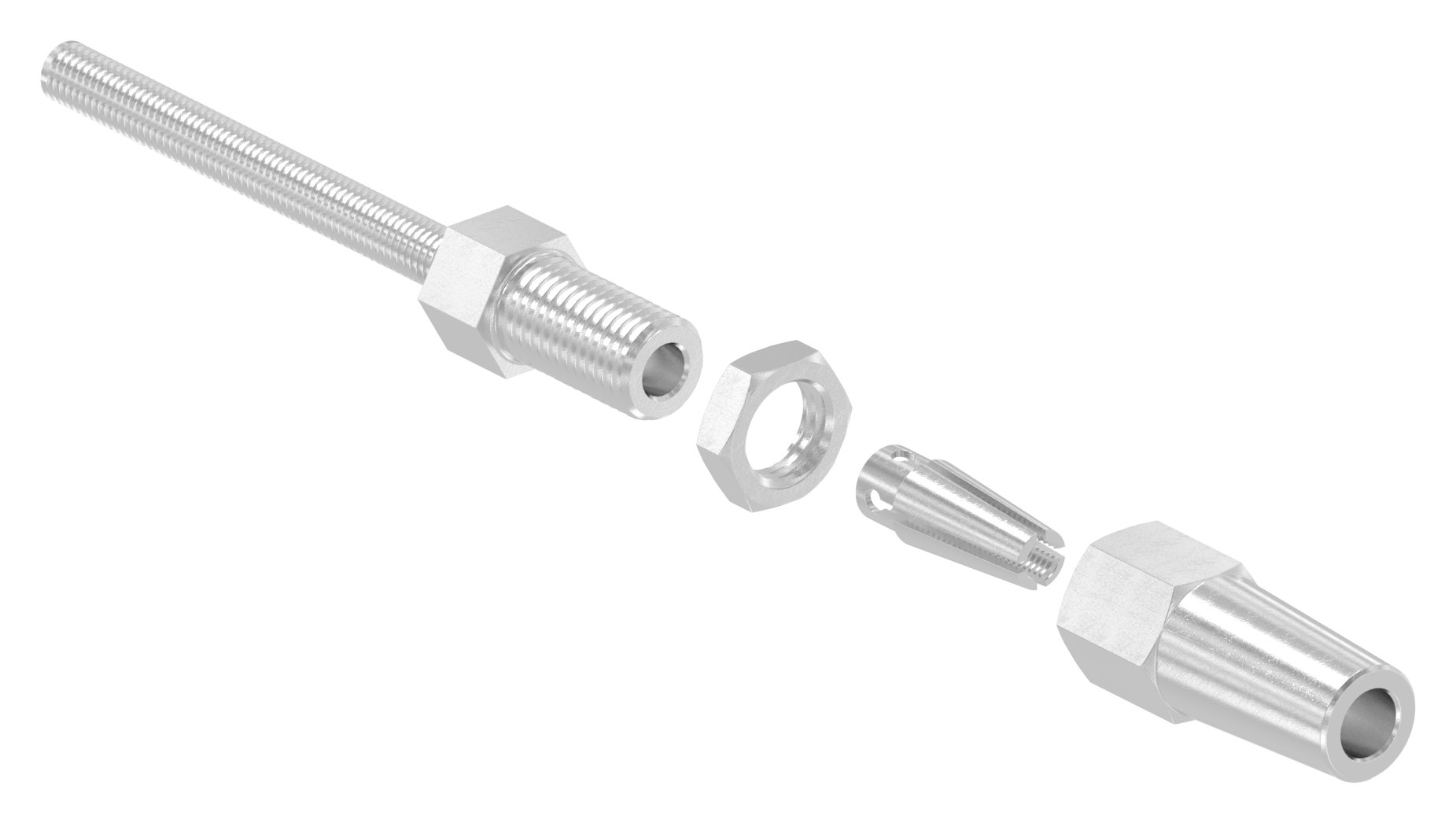 Gewindeterminal zur Selbstmontage für Seil Ø 6mm und Gewinde M8, V4A