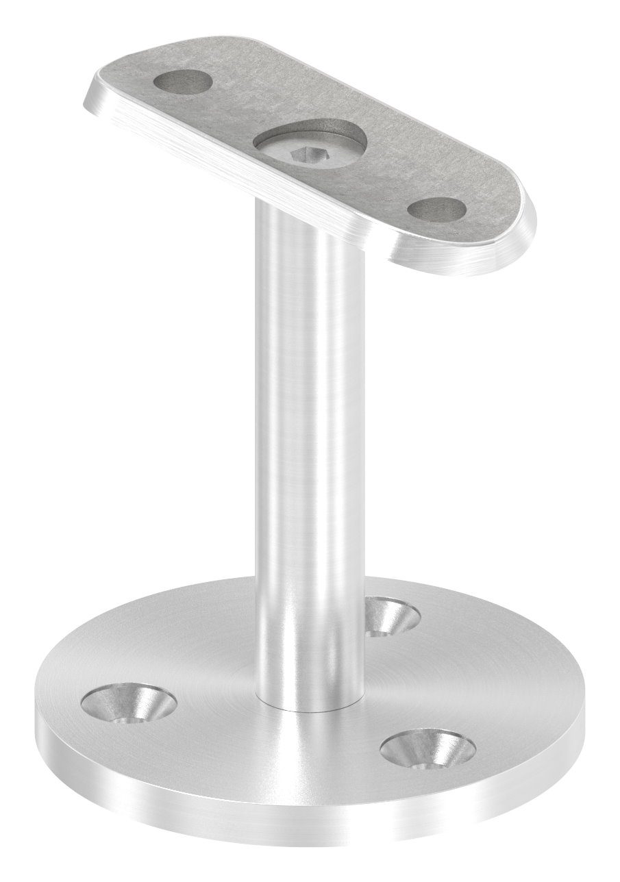 Handlaufstütze mit Ronde, Handlaufanschlussplatte gerade, V2A