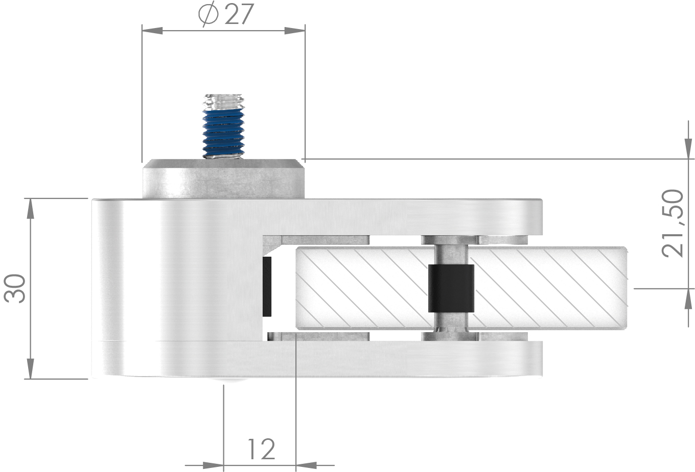 Sichtschutz Endglasklemme Mod. 25, V2A