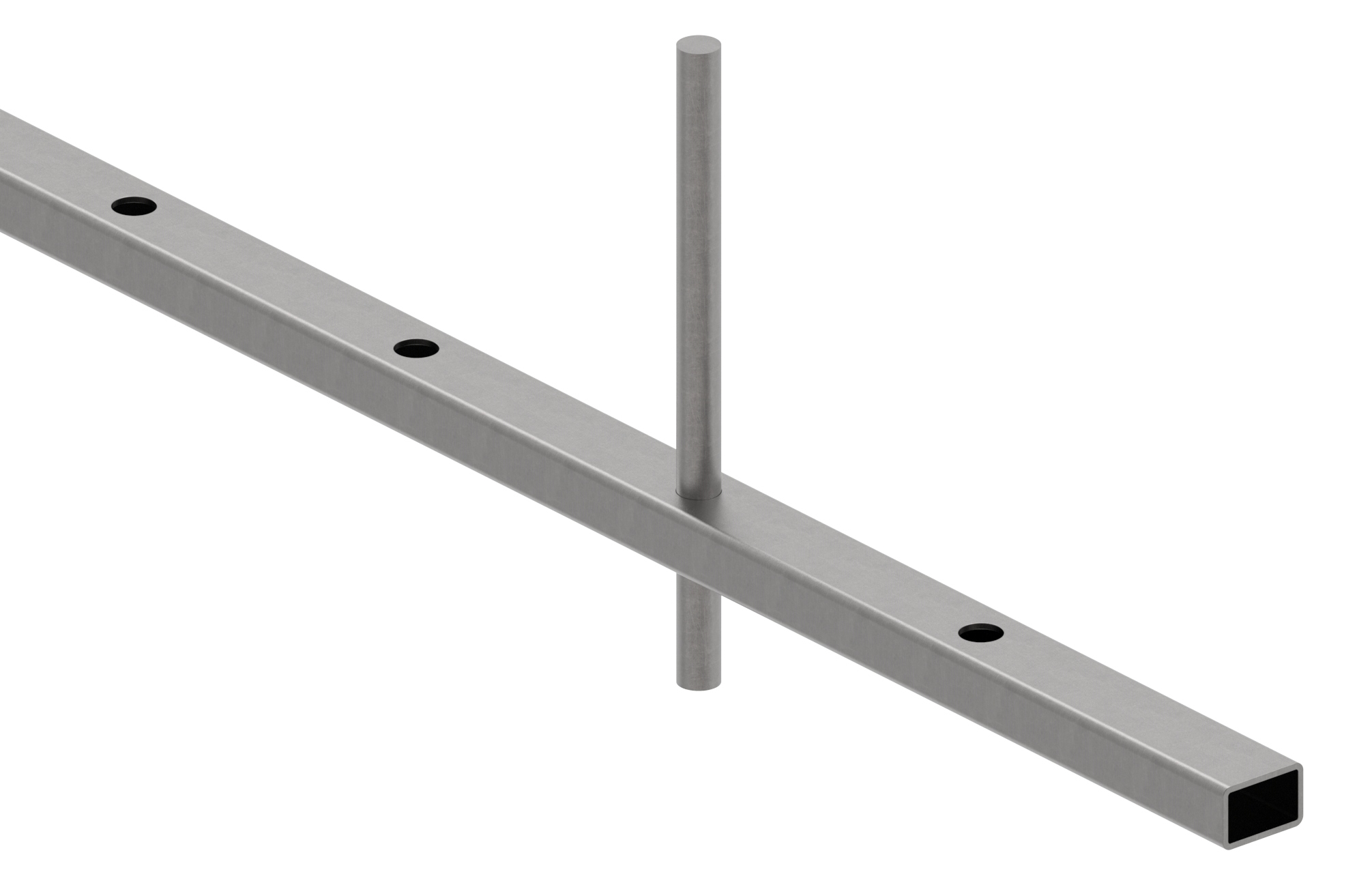Rechteckrohr S235JR, 30x20x2mm, Löcher für Ø 13mm mit Abstand Mitte-Mitte 125mm, L: 3000mm Rechteckrohr S235JR, 30x20x2mm, Löcher für Ø 13mm mit Abstand Mitte-Mitte 125mm, L: 3000mm