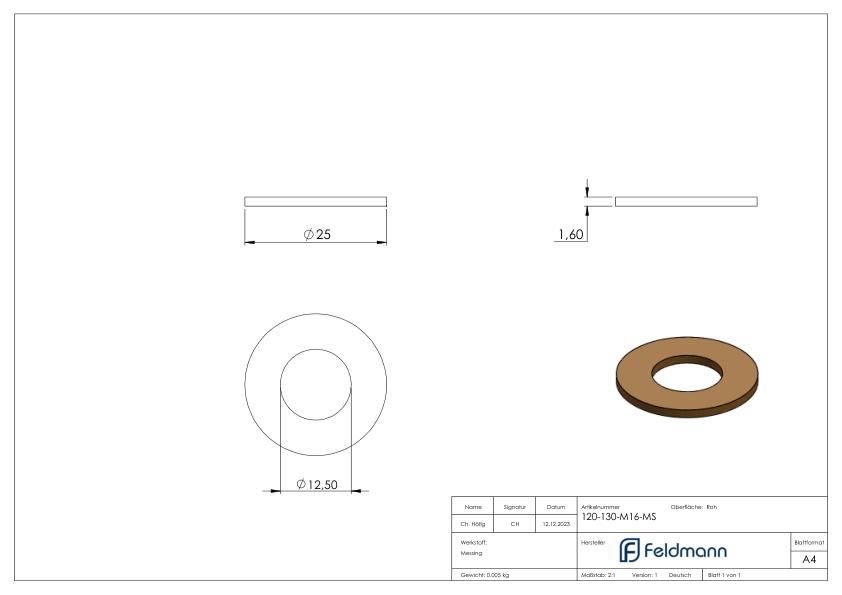 Messingscheibe von Torband 120/130-M16