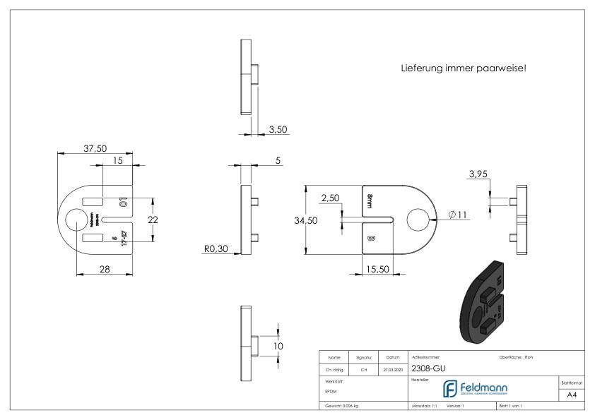 Gummi für Mod. 23 - für ESG 8mm