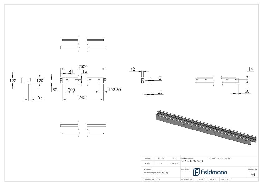 FLEX:MOUNT PRO Profil-Set für eleganza canopy Vordach 2400