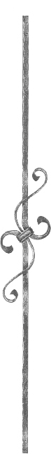 Zierstab 12x12mm, gehämmert, H: 900mm