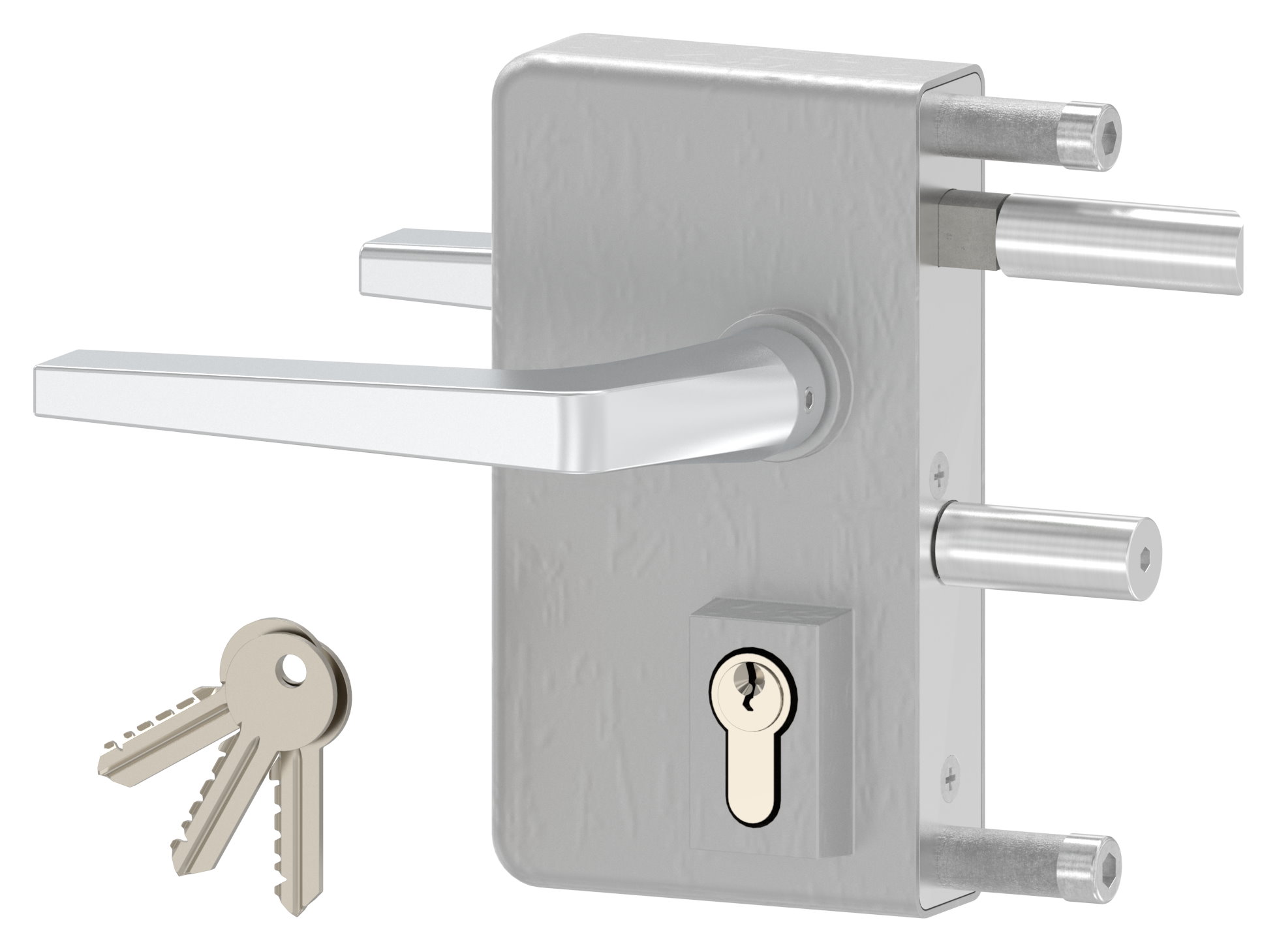 Gittertorschloss GTS 2 für Rohrstärke 40-60mm, Gehäuse blank
