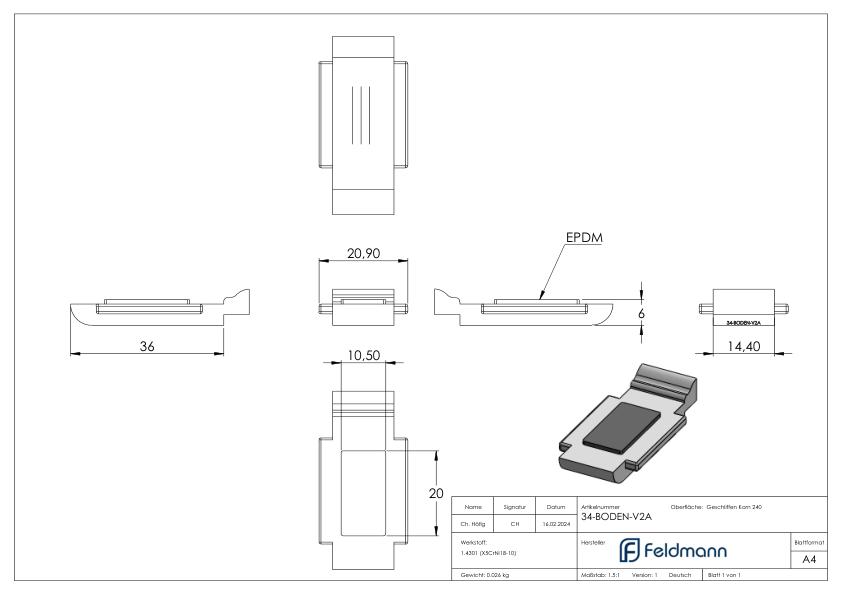 Sicherungsplatte für Mod. 34 , V2A