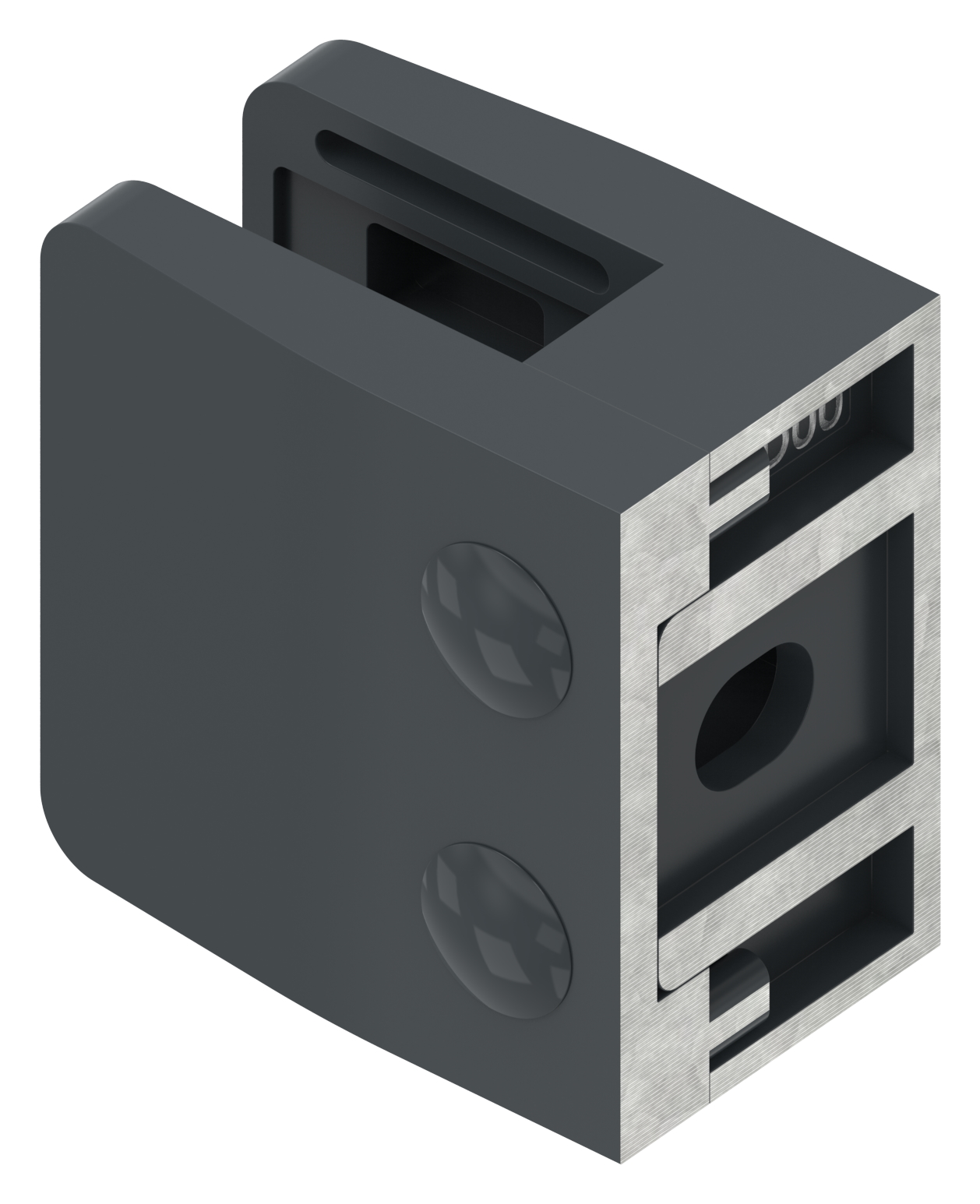 Glasklemme Mod. 14, Anschluss: gerade, Zink roh pulverbeschichtet RAL 7016 matt