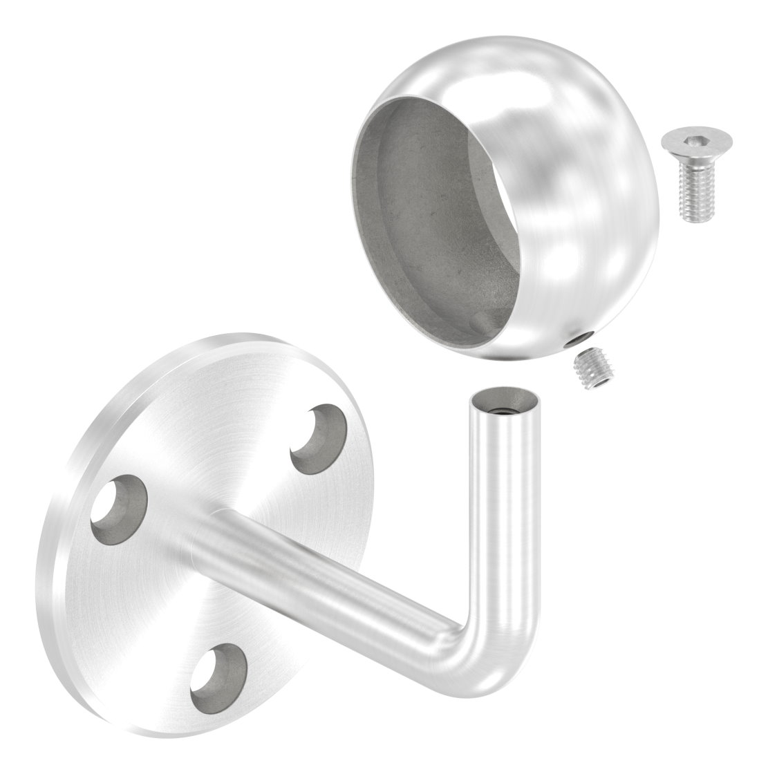 Handlaufhalter mit Kugelring für Rohr 42,4mm (Ronde und Bügel verschweißt), V2A Handlaufhalter mit Kugelring für Rohr 42,4mm (Ronde und Bügel verschweißt), V2A