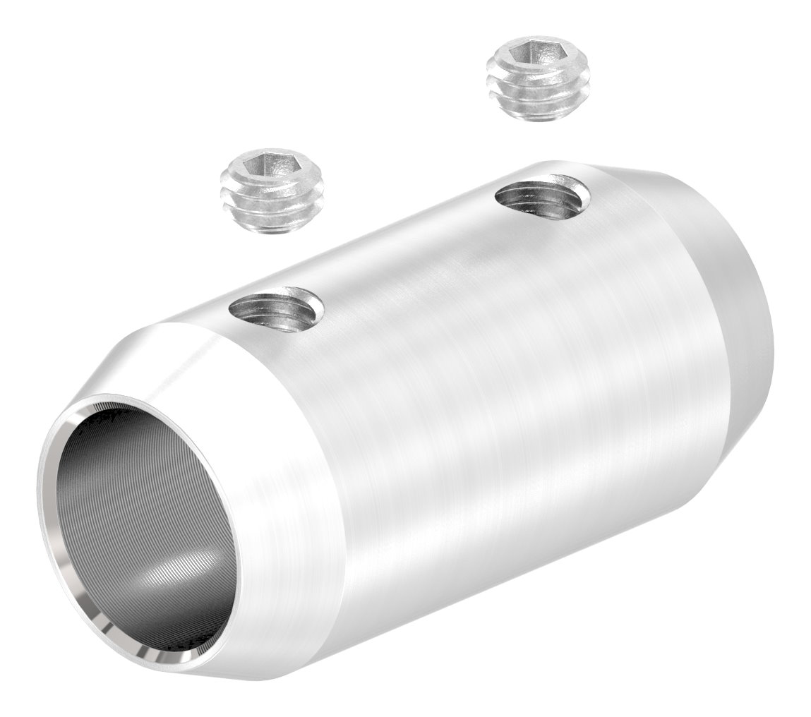Stabverbinder für 12mm Rund, L: 36mm, Ø 18mm, V2A