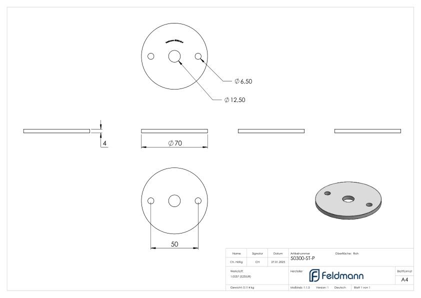 Ronde 70x4mm