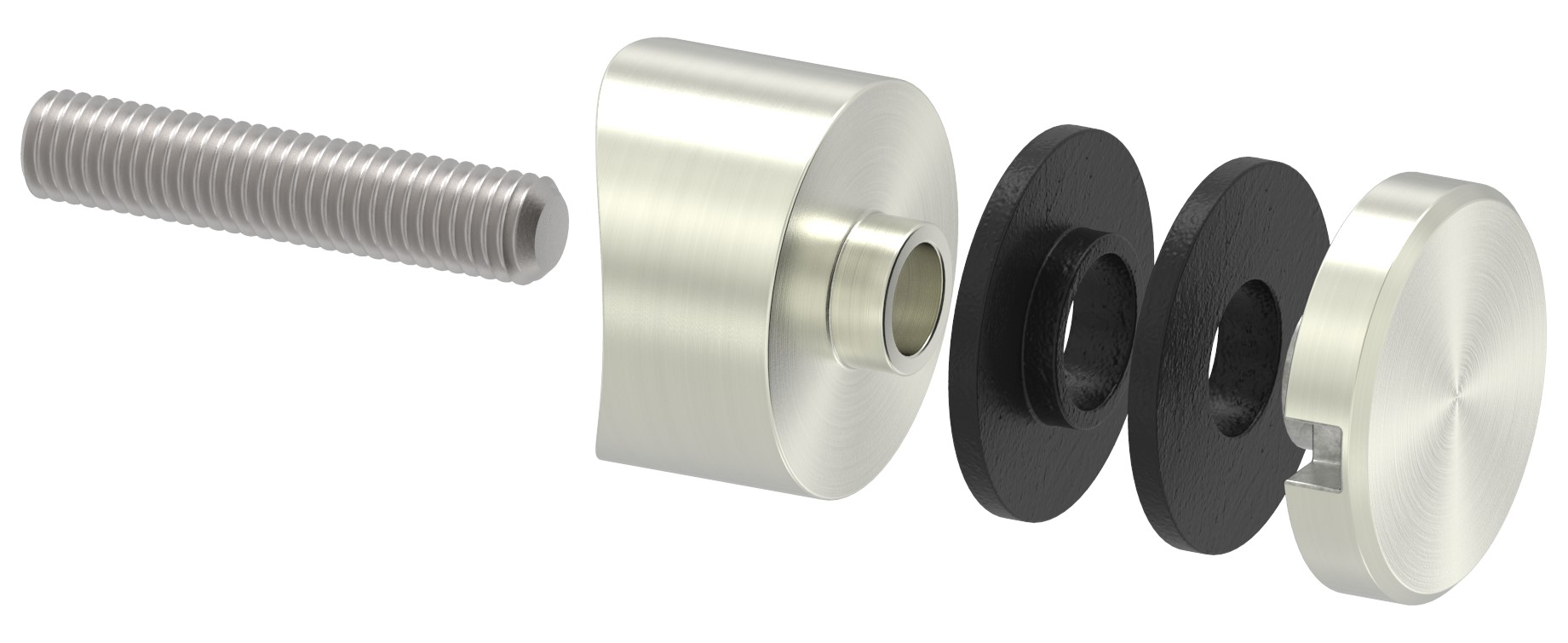 Glaspunkthalter 30mm, Anschluss: 42,4mm, VA-Effekt Glaspunkthalter 30mm, Anschluss: 42,4mm, VA-Effekt