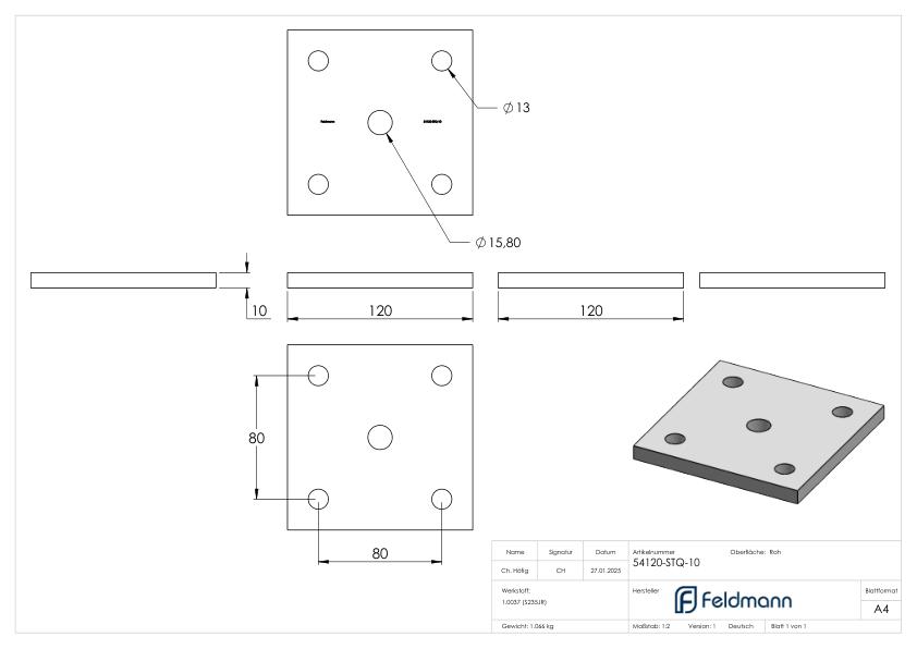 Ankerplatte 120x120x10mm