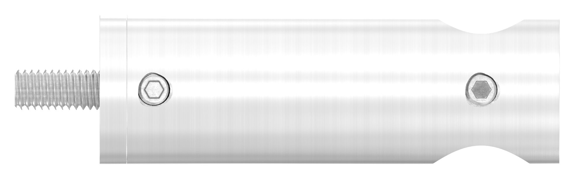 Querstabhalter verlängert, mit Durchgangsbohrung für geraden Anschluss, 14,2mm Bohrung, V2A Querstabhalter verlängert, mit Durchgangsbohrung für geraden Anschluss, 14,2mm Bohrung, V2A