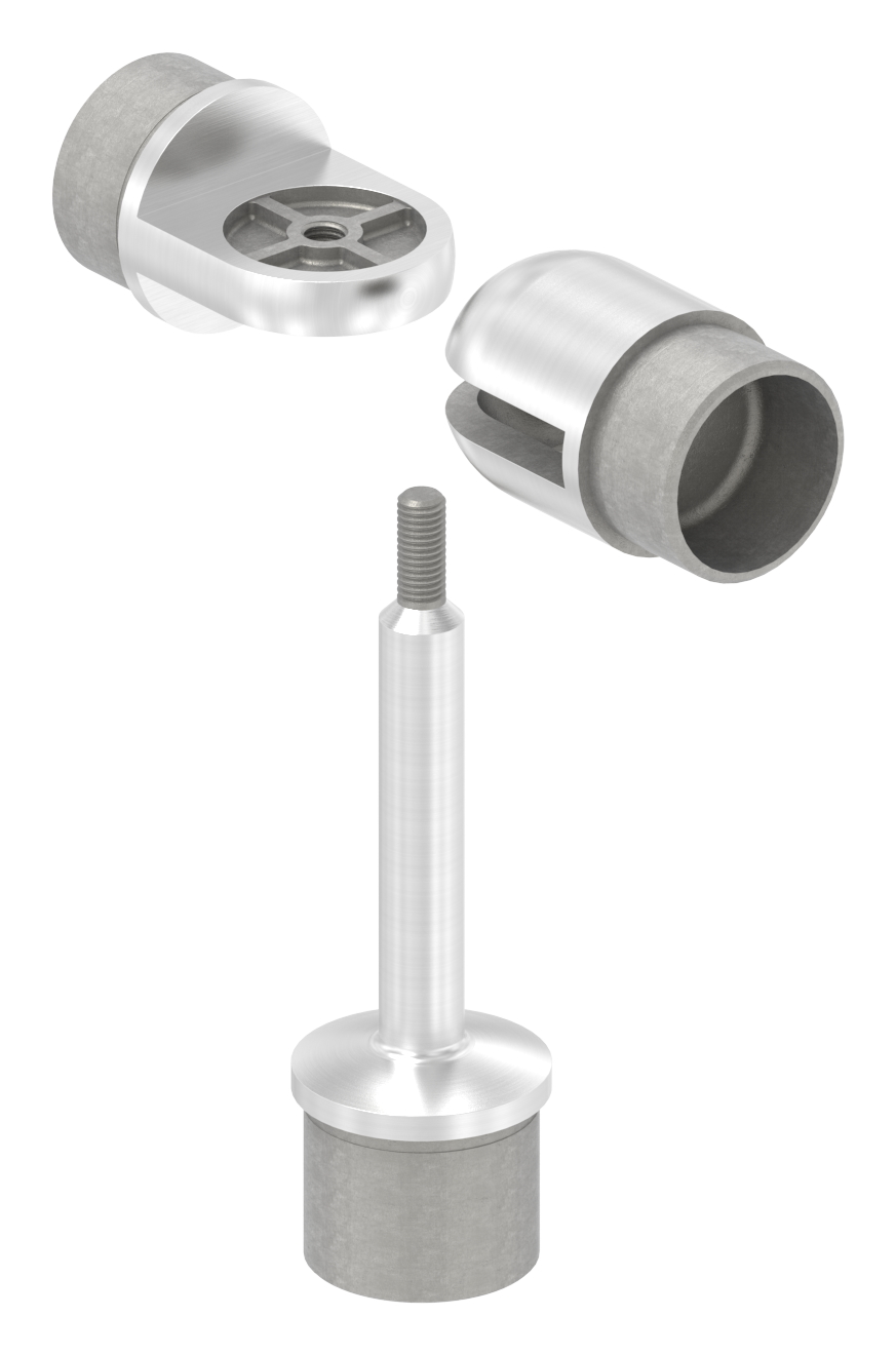 Rohrabschlussstopfen für Rohr 42,4x2,0mm, oben mit Gelenkstück, V2A Rohrabschlussstopfen für Rohr 42,4x2,0mm, oben mit Gelenkstück, V2A