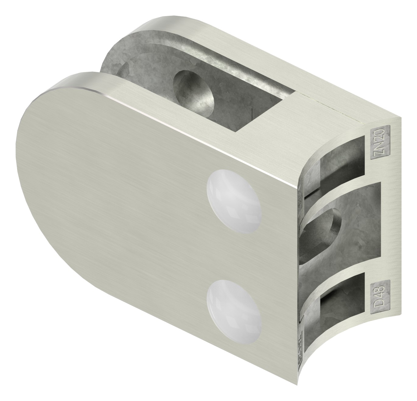 Glasklemme Mod. 33, Anschluss: 48,3mm, VA-Effekt Glasklemme Mod. 33, Anschluss: 48,3mm, VA-Effekt