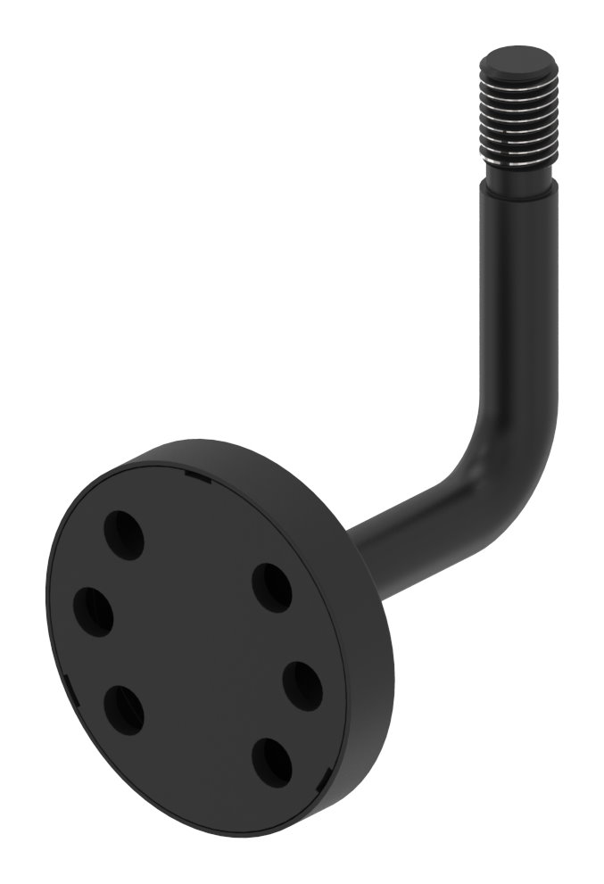 Handlaufhalter Außengewinde inkl. Abdeckrosette (Ronde und Bügel verschweißt), V2A RAL 9005 matt