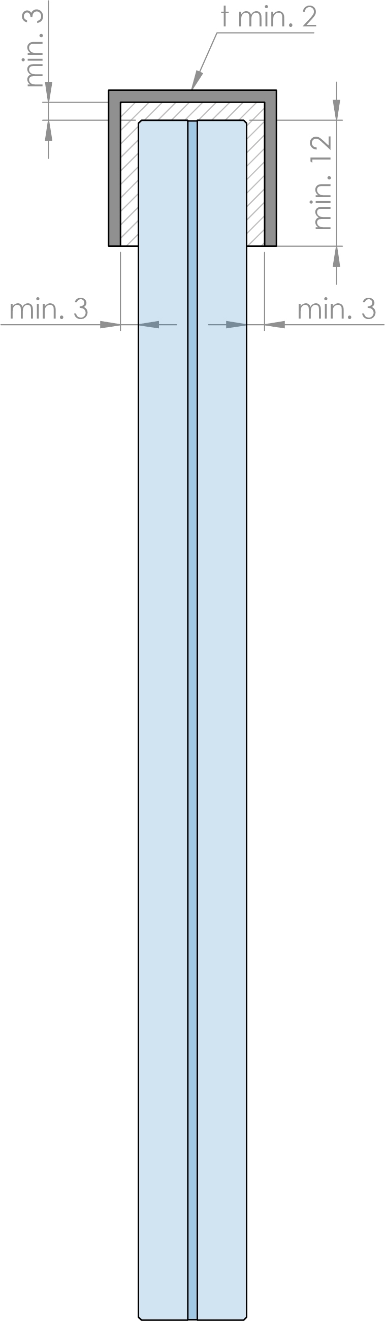Edelstahl-U-Profil, 28x26x2mm, L: 3000mm, V4A