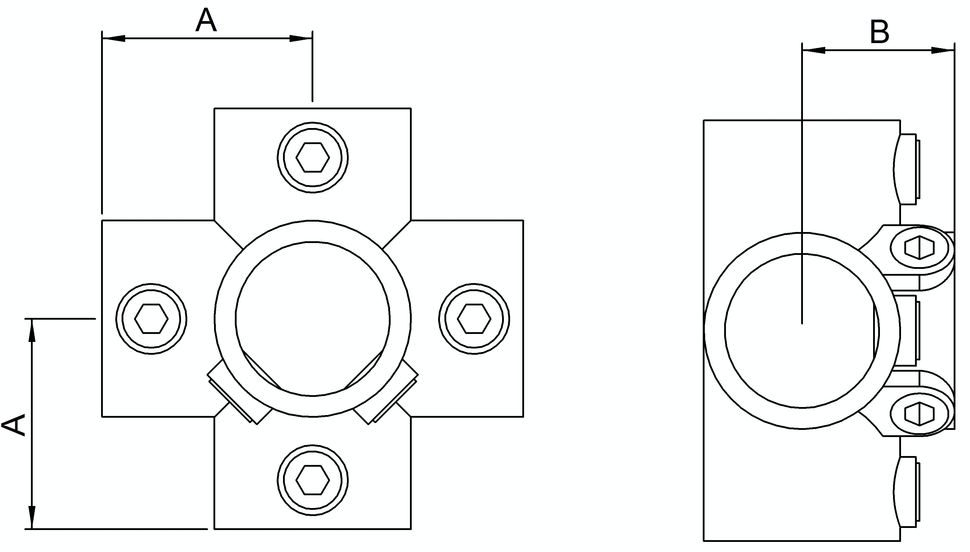 Kreuzstück, für Rohr Ø 33,7mm
