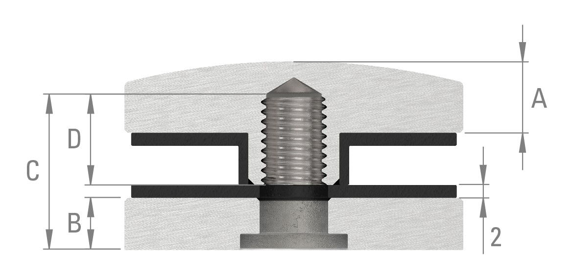 Oberteil für 52mm Glaspunkthalter, V2A