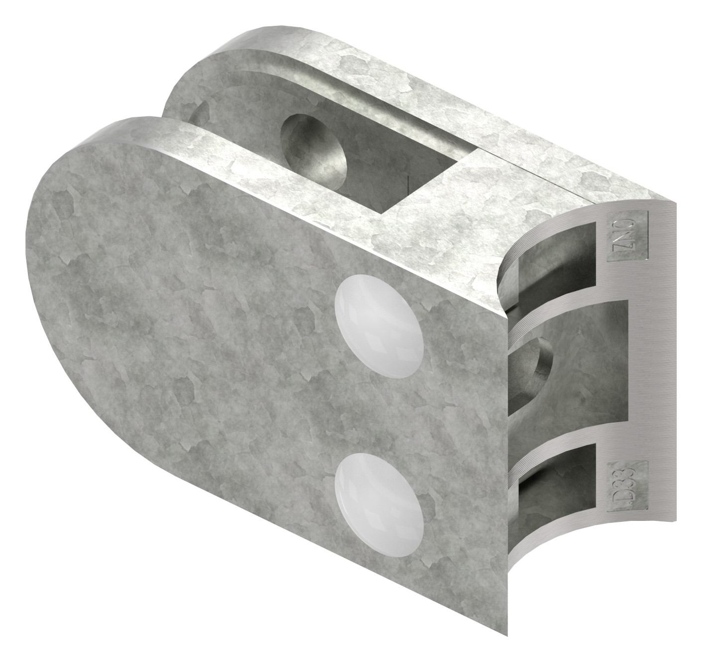 Glasklemme Mod. 33, Anschluss: 33,7mm, in Zink roh