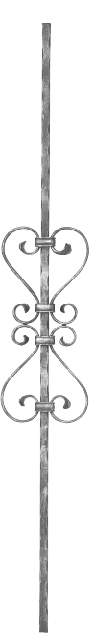 Zierstab 12x12mm, gehämmert, H: 900mm