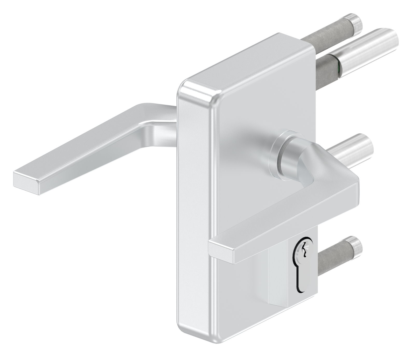 Gittertorschloss GTS 2 für Rohrstärke 60-80mm, Gehäuse silber